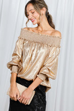 Load image into Gallery viewer, Off Shoulder Metallic Blouse