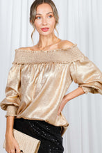 Load image into Gallery viewer, Off Shoulder Metallic Blouse