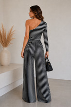 Cargar imagen en el visor de la galería, Striped Asymmetric Wide-Leg Jumpsuit