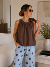 Load image into Gallery viewer, Luna Bow Linen Top