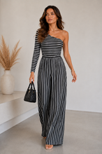 Cargar imagen en el visor de la galería, Striped Asymmetric Wide-Leg Jumpsuit