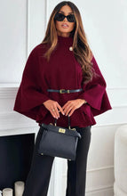 Load image into Gallery viewer, Belted Poncho Wine