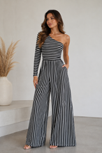 Cargar imagen en el visor de la galería, Striped Asymmetric Wide-Leg Jumpsuit