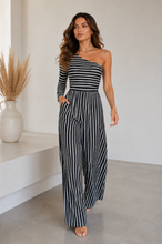 Cargar imagen en el visor de la galería, Striped Asymmetric Wide-Leg Jumpsuit