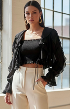 Load image into Gallery viewer, Black Dahlia Ruffle Top