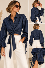 Cargar imagen en el visor de la galería, Wrap-Front Denim Jacket
