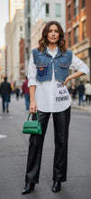Load image into Gallery viewer, Layered Denim Shirt Blouse
