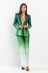 Ombre Print Satin Blazer & Pants SET