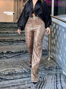 Sequins Pants Leopard
