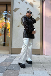 Metallic Palazzo Cargo Pant