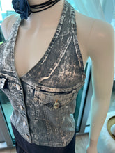 Cargar imagen en el visor de la galería, Foiled Halter Denim Top
