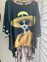 Load image into Gallery viewer, Woman Face Designer Blouse Black &amp; Yellow
