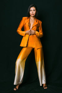 Ombre Print Satin Blazer & Pants SET
