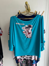 Load image into Gallery viewer, Woman Face Patch Designer Blouse Turquoise
