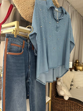 Load image into Gallery viewer, Sparkle Viscose Denim Blouse
