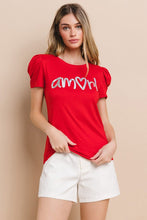 Load image into Gallery viewer, Amor Foil Print Puff Shoulder Top
