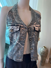 Cargar imagen en el visor de la galería, Foiled Halter Denim Top
