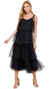Mesh Polka-Dot Midi Dress