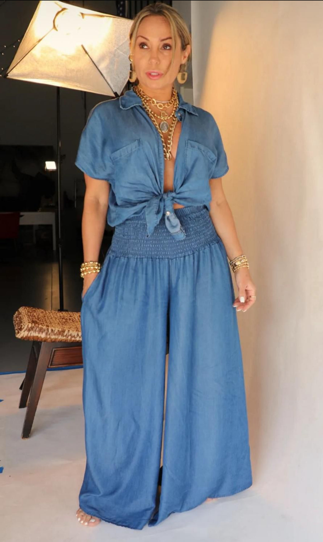 Light Denim Palazzo