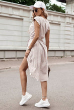 Load image into Gallery viewer, Striped Front Wrap Belted Dress
