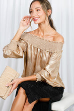 Load image into Gallery viewer, Off Shoulder Metallic Blouse
