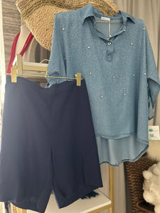 Sparkle Viscose Denim Blouse