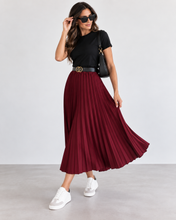 Load image into Gallery viewer, Pleated Chiffon Belted Midaxi Skirt
