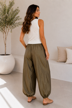 Load image into Gallery viewer, Olive Satin Wide-Leg Pant
