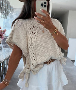 Poncho Side Tie Up Knitted Top