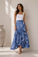 Load image into Gallery viewer, Denim Print Wrap Skirt
