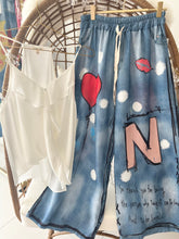 Load image into Gallery viewer, Casual Denim Print Graphic Wide Leg Pants
