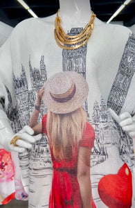 Printed Long Sleeve Knit Top