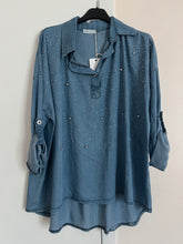 Load image into Gallery viewer, Sparkle Viscose Denim Blouse
