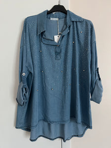 Sparkle Viscose Denim Blouse