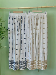 Embroidery Linen Pants