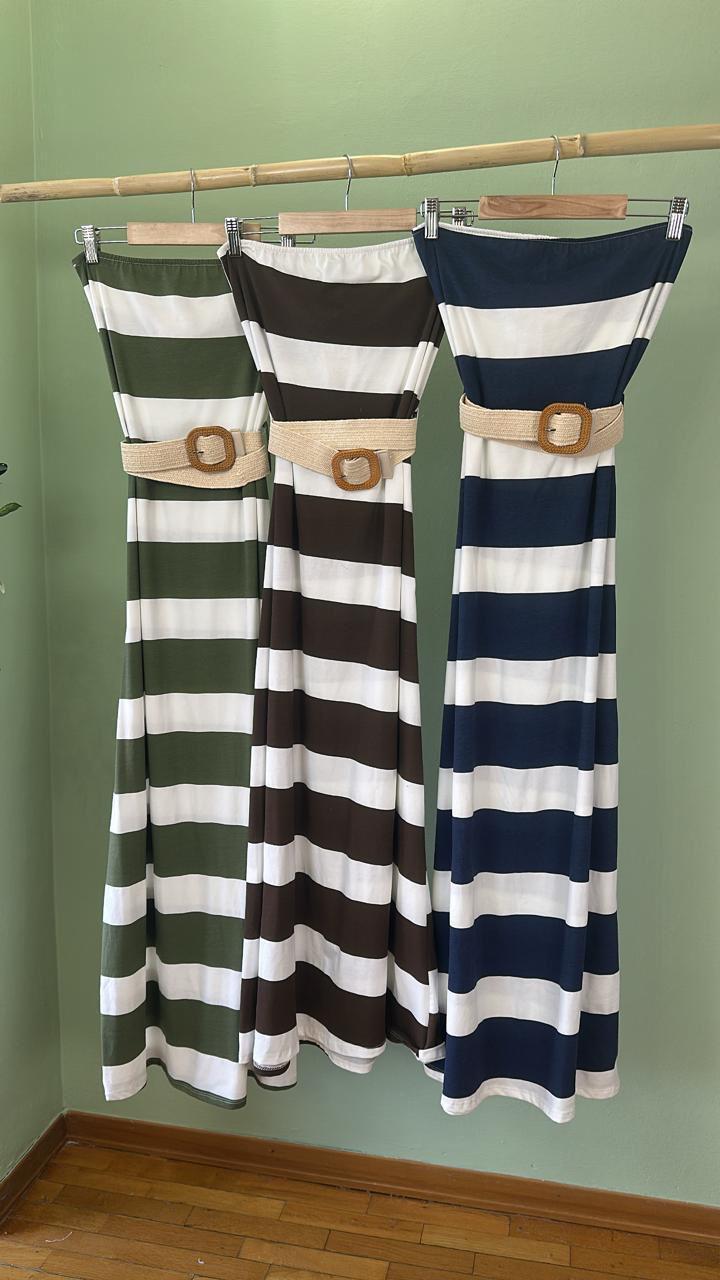 Cotton Dress Striped w/ Belt