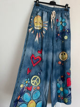 Load image into Gallery viewer, Casual Denim Print Graphic Wide Leg Pants
