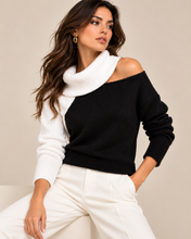 Load image into Gallery viewer, 2 Tone Off Shoulder Sweater
