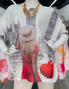 Printed Long Sleeve Knit Top