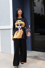Load image into Gallery viewer, Woman Face Designer Blouse Black &amp; Yellow

