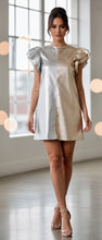 Load image into Gallery viewer, Color Block Metallic Faux Leather Dress
