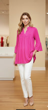 Load image into Gallery viewer, Fuchsia V Neck Flared Sleeve Top
