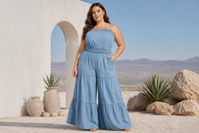 Load image into Gallery viewer, PLUS - Curvy Chic Smocked Denim Jumpsuit
