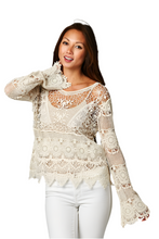 Load image into Gallery viewer, Bell Sleeve Crochet Top
