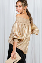 Load image into Gallery viewer, Off Shoulder Metallic Blouse
