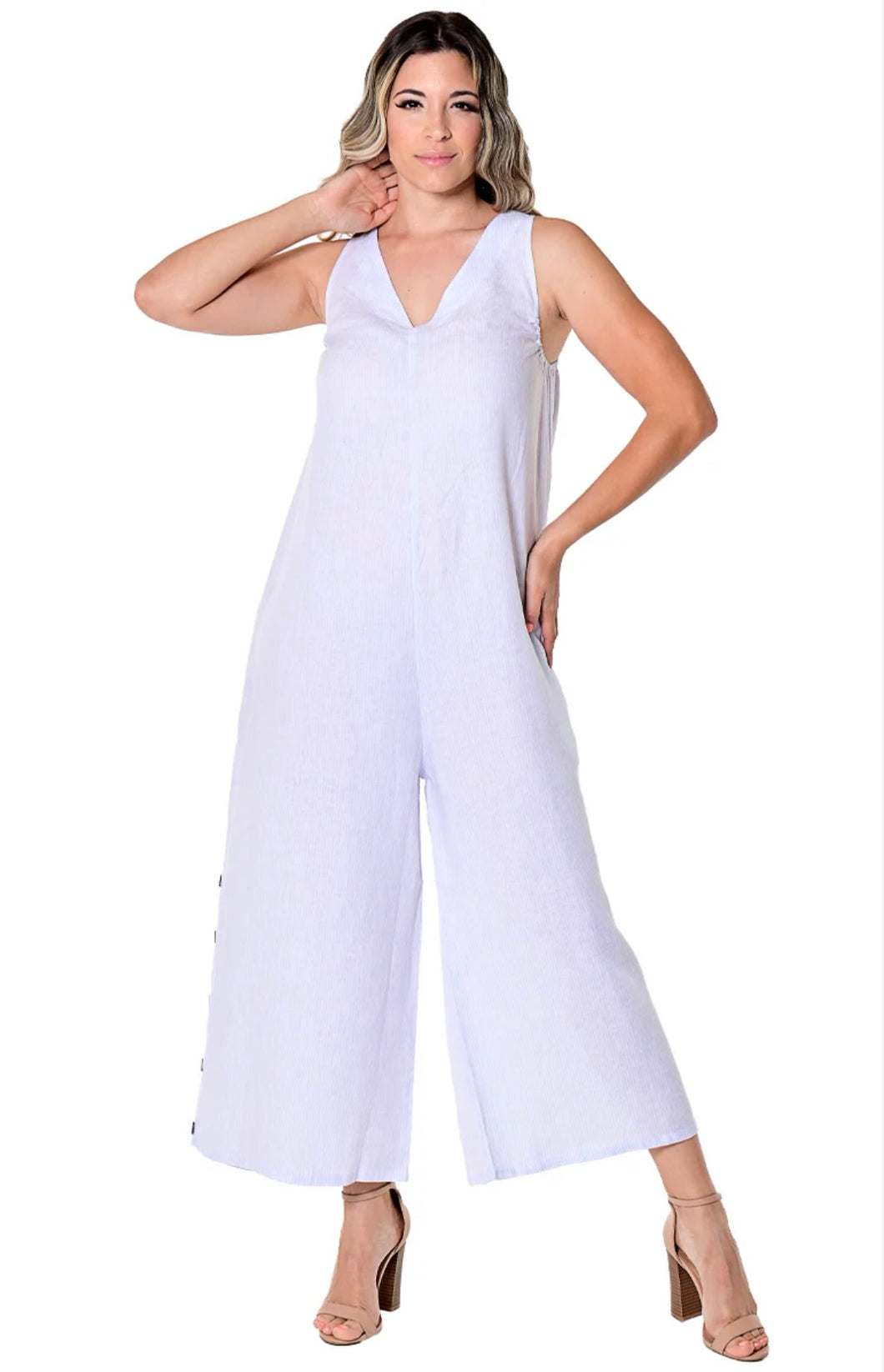 Stripped Linen Overall