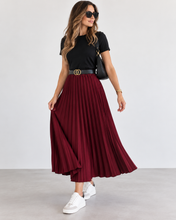 Load image into Gallery viewer, Pleated Chiffon Belted Midaxi Skirt
