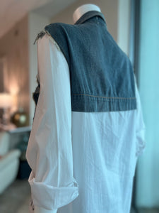 Layered Denim Shirt Blouse