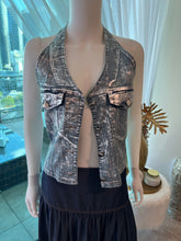 Cargar imagen en el visor de la galería, Foiled Halter Denim Top
