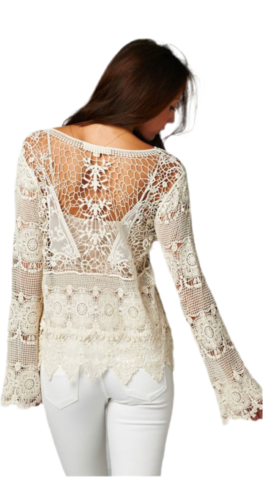 Bell Sleeve Crochet Top